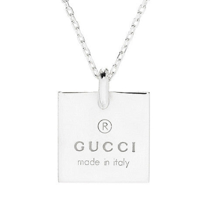 Sterling Silver Trademark Logo Square Pendant Necklace
