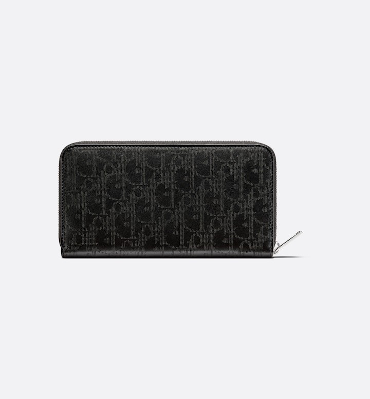 Zipped Long Wallet  Black Oblique Galaxy Leather