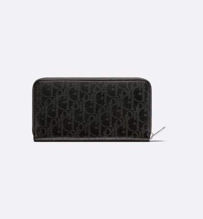 Zipped Long Wallet  Black Oblique Galaxy Leather