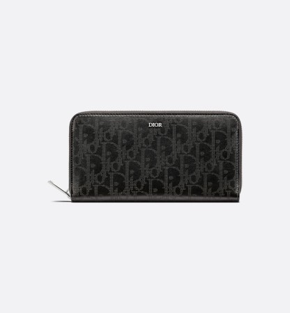 Zipped Long Wallet  Black Oblique Galaxy Leather