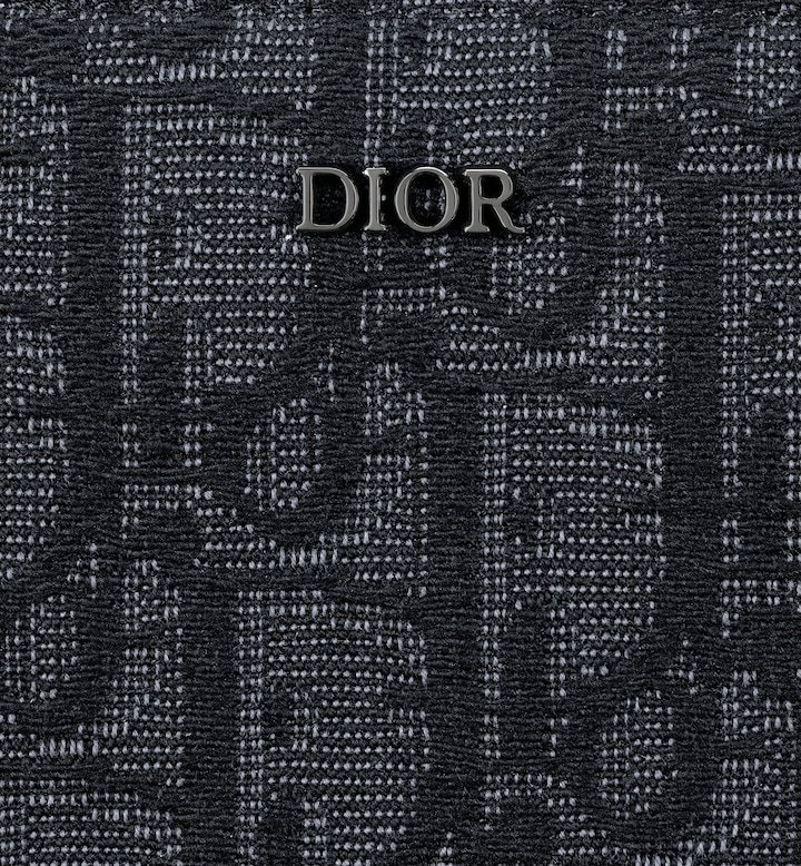 Zipped Long Wallet  Black Dior Oblique Jacquard