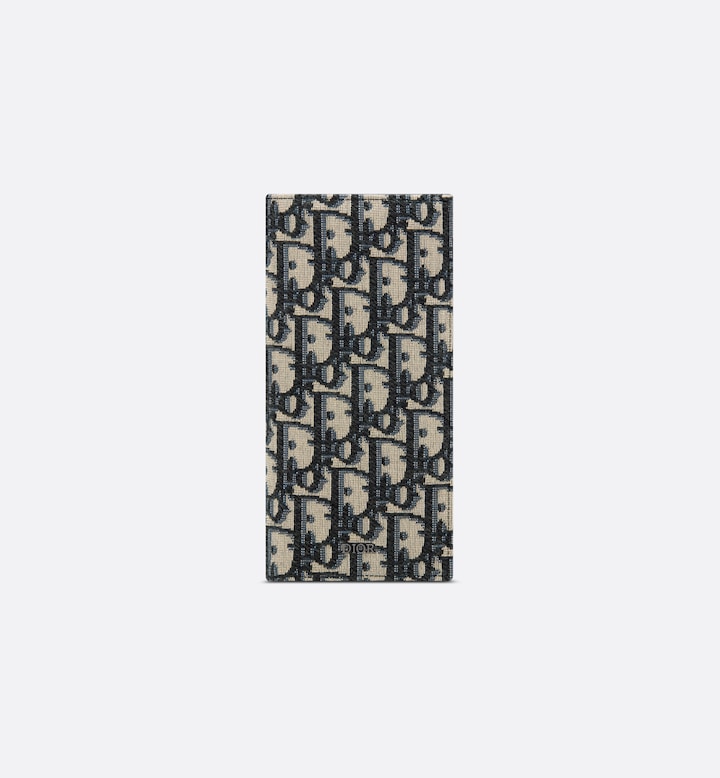 Vertical Long Wallet  Beige and Black Oblique Jacquard