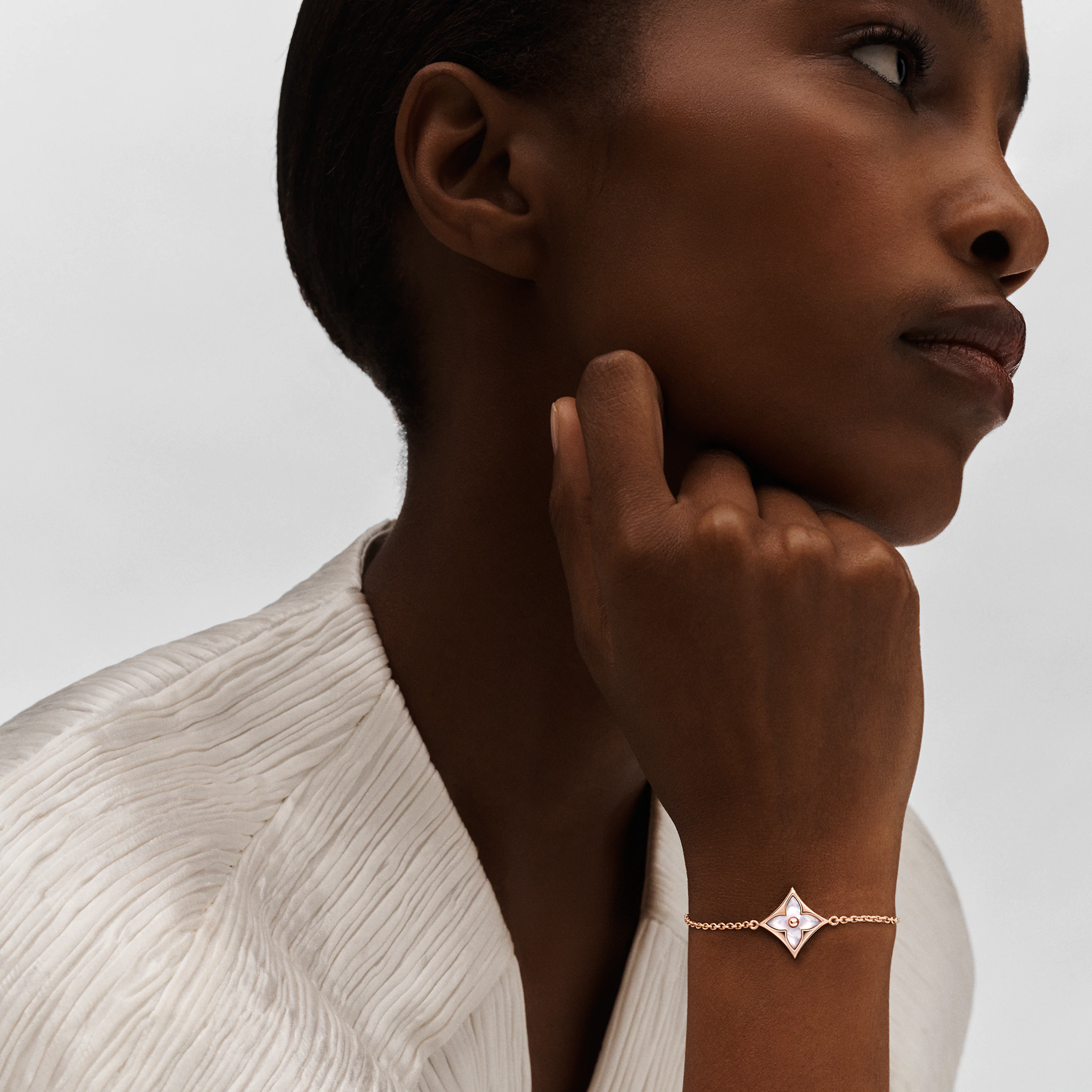 Color Blossom star bracelet, pink gold and white mother-of-pearl