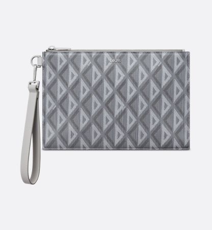 A5 Pouch Gray Diamond Canvas