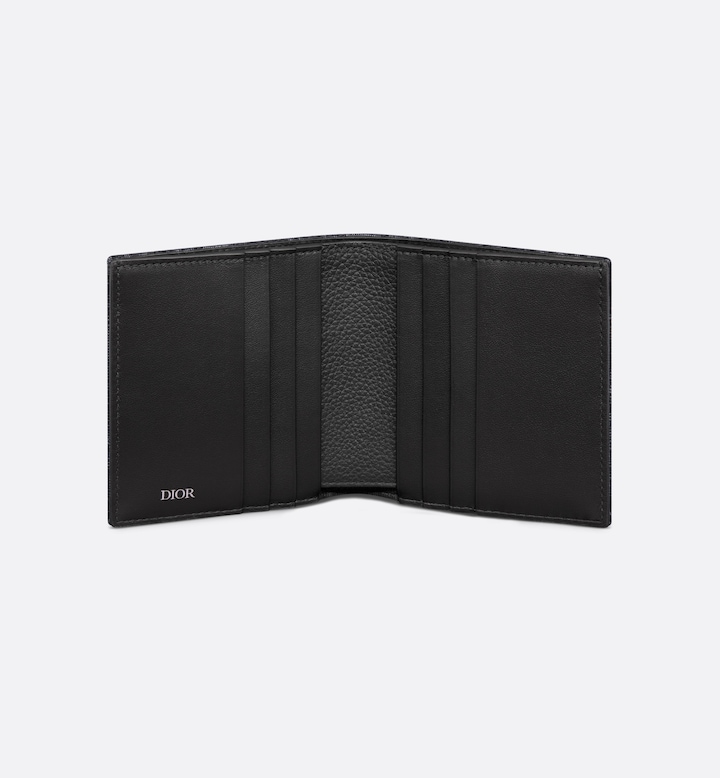 Vertical Bifold Wallet Black Oblique Jacquard