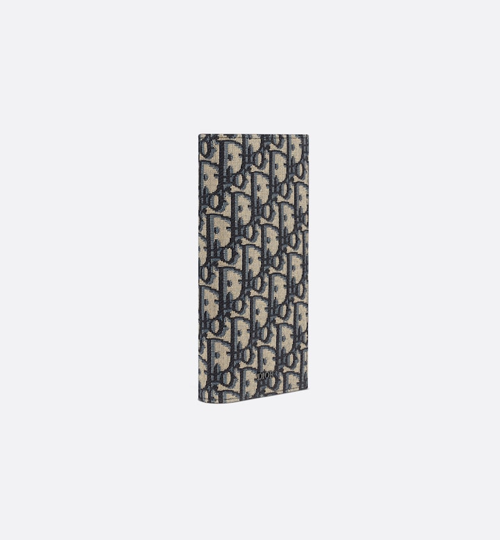 Vertical Long Wallet  Beige and Black Oblique Jacquard