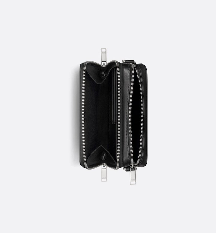 Zipped Pouch with Strap Black Oblique Galaxy Leather