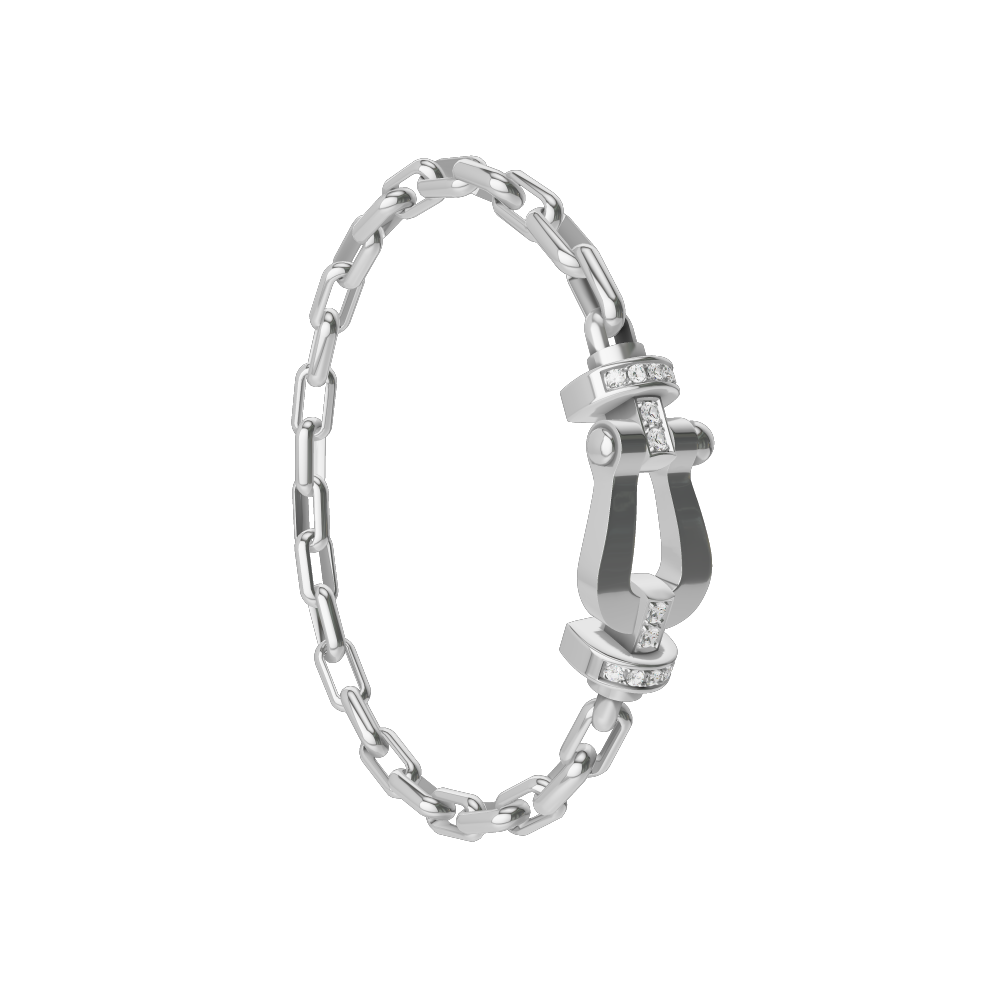 FORCE 10 BRACELET 18K WHITE GOLD AND DIAMONDS LARGE MODEL