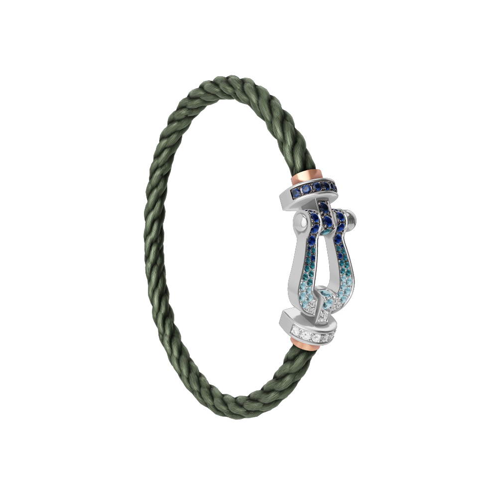 FORCE 10 BRACELET LARGE MODEL 18K WHITE GOLD DIAMOND PAVED AND COLORED