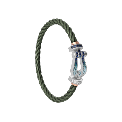 FORCE 10 BRACELET LARGE MODEL 18K WHITE GOLD DIAMOND PAVED AND COLORED
