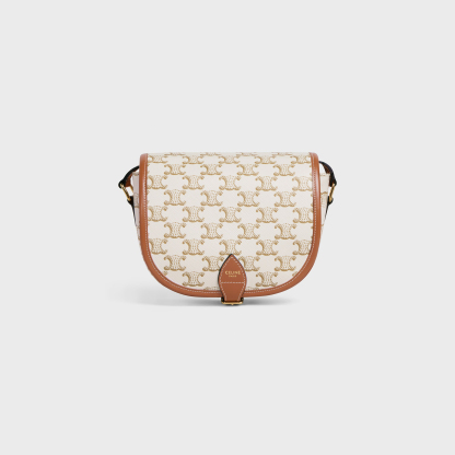 Medium Folco bag in Triomphe Canvas and calfskin