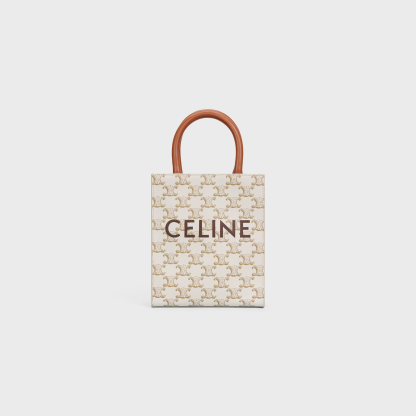 MINI VERTICAL CABAS IN TRIOMPHE CANVAS AND CALFSKIN WITH PRINT