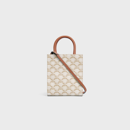 MINI VERTICAL CABAS IN TRIOMPHE CANVAS AND CALFSKIN WITH PRINT
