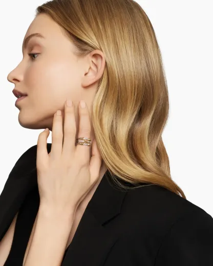 Petite Helena Wrap Three Row Ring Sterling Silver with 18K Yellow Gold and Diamonds