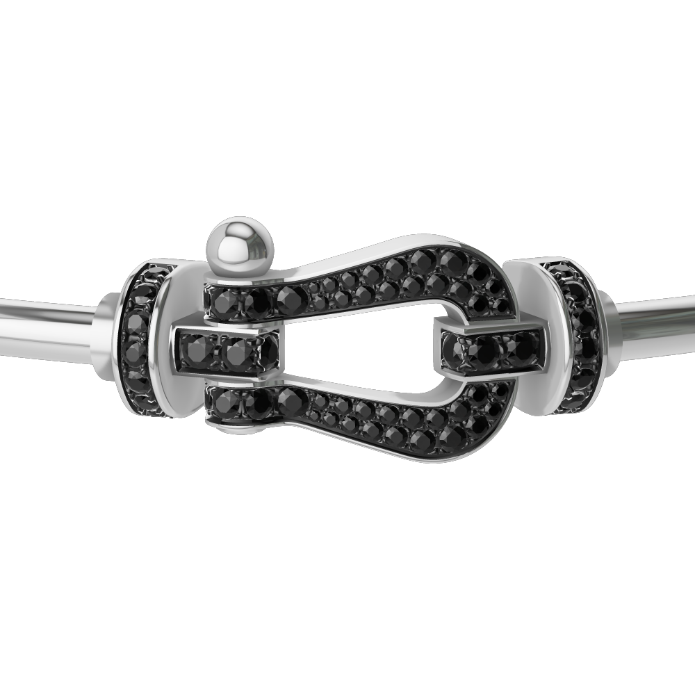 FORCE 10 BRACELET 18K WHITE GOLD AND BLACK DIAMONDS LARGE MODEL