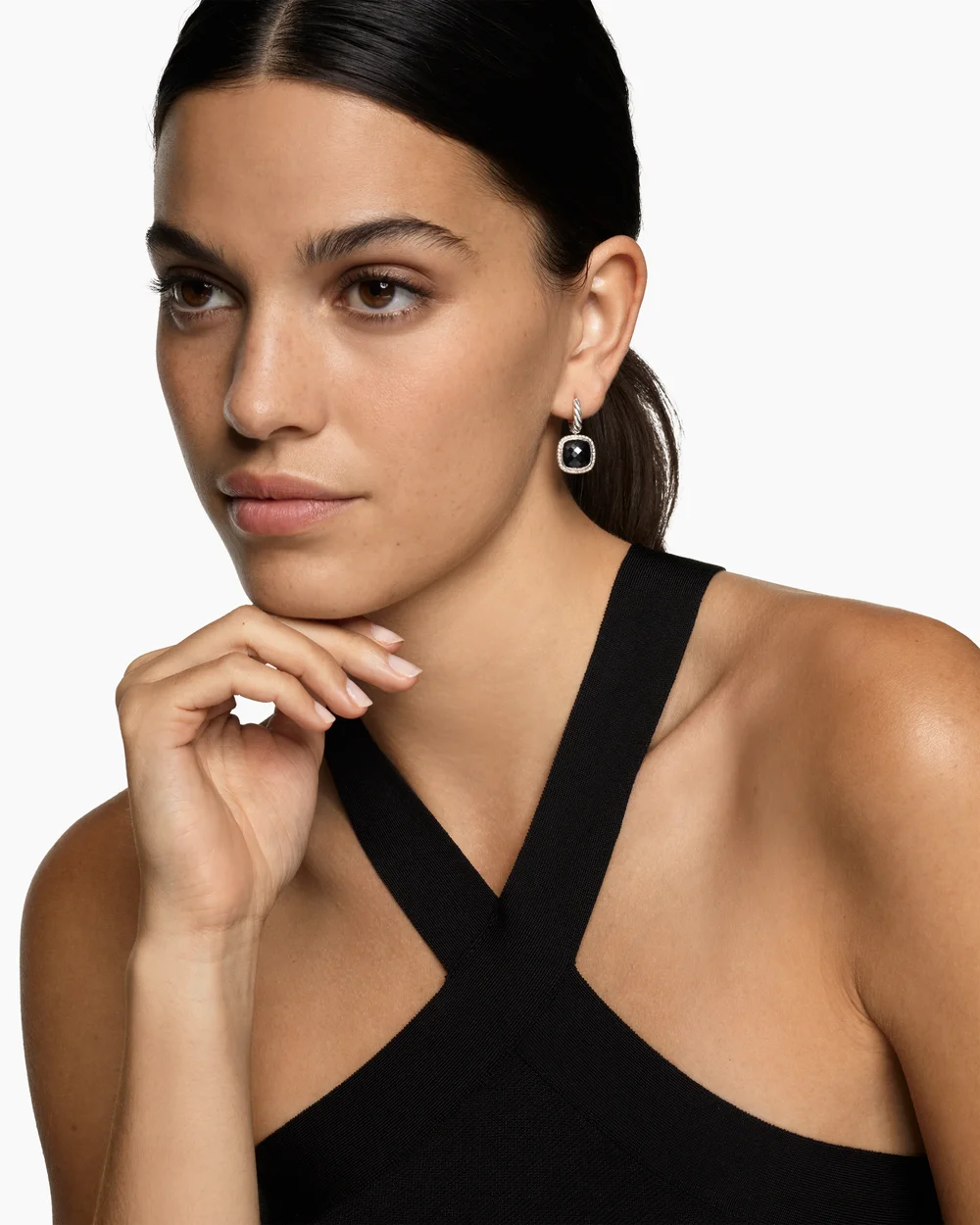 Albion® Drop Earrings Sterling Silver with Black Onyx and Diamonds