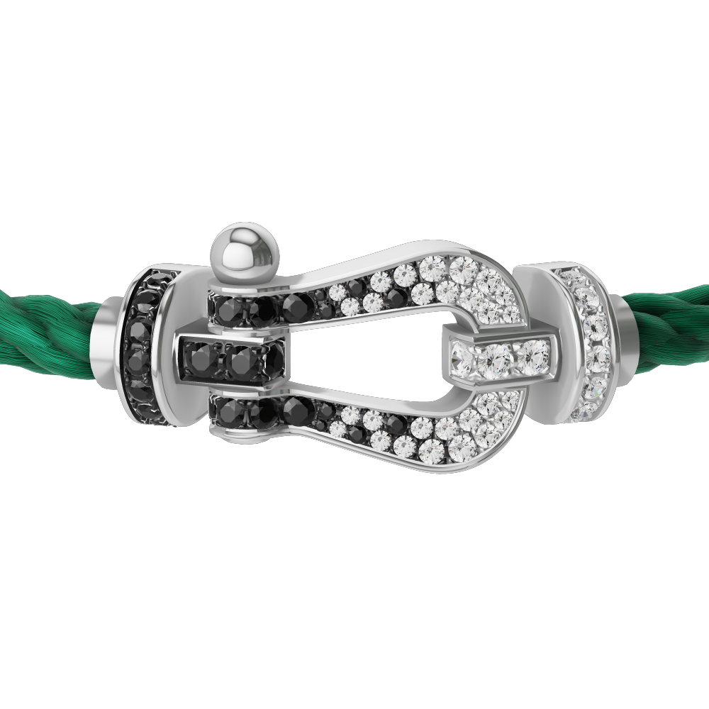 FORCE 10 BRACELET 18K WHITE GOLD AND BLACK AND WHITE DIAMONDS LARGE MODEL