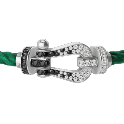 FORCE 10 BRACELET 18K WHITE GOLD AND BLACK AND WHITE DIAMONDS LARGE MODEL