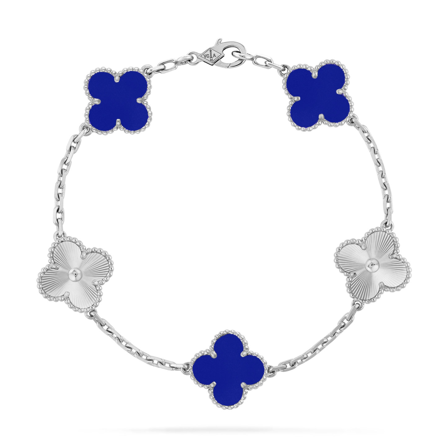 Vintage Alhambra bracelet, 5 motifs 18K white gold Agate
