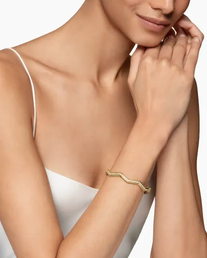 Zig Zag Stax™ Cuff Bracelet 18K Yellow Gold with Diamonds, 5mm
