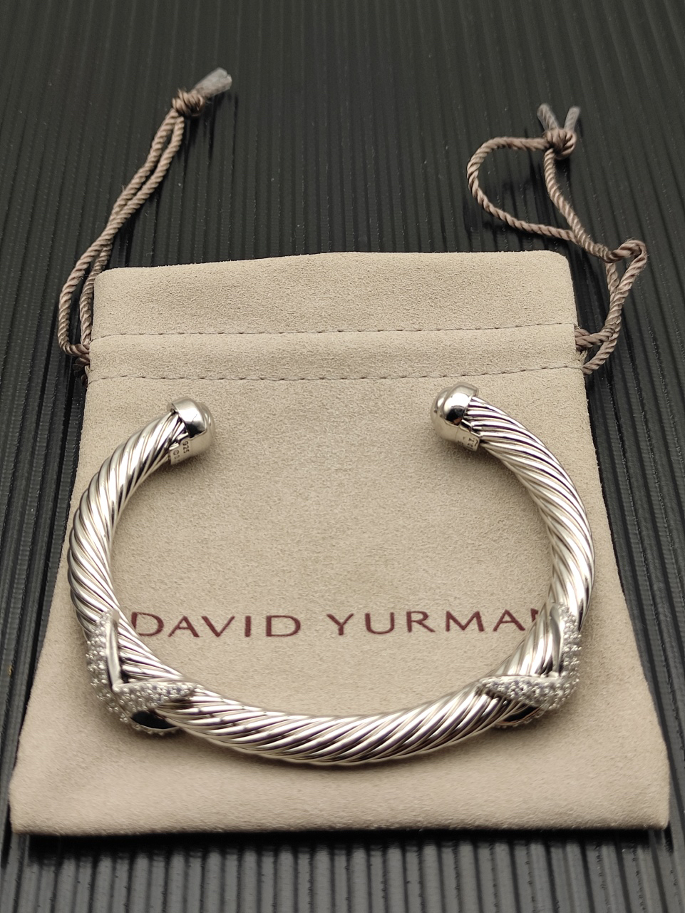 Dathtvid Yurthtman 18K 925 Diamond Cable Cuff Bracelet,7mm