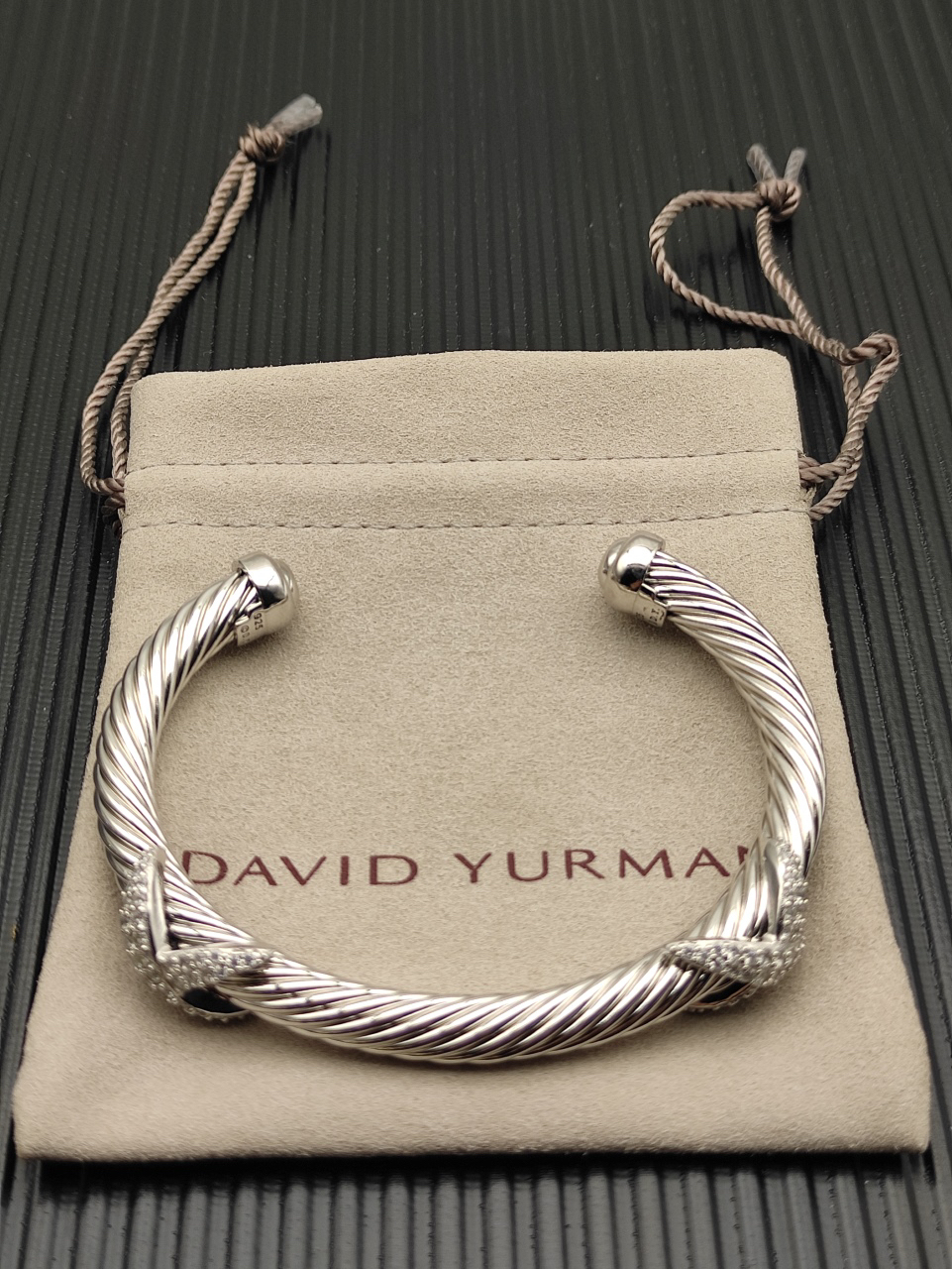 Dathtvid Yurthtman 18K 925 Diamond Cable Cuff Bracelet,7mm