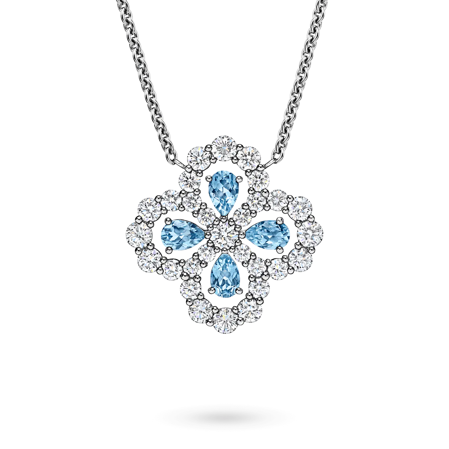 Diamond Loop Full Motif Aquamarine and Diamond Pendant
