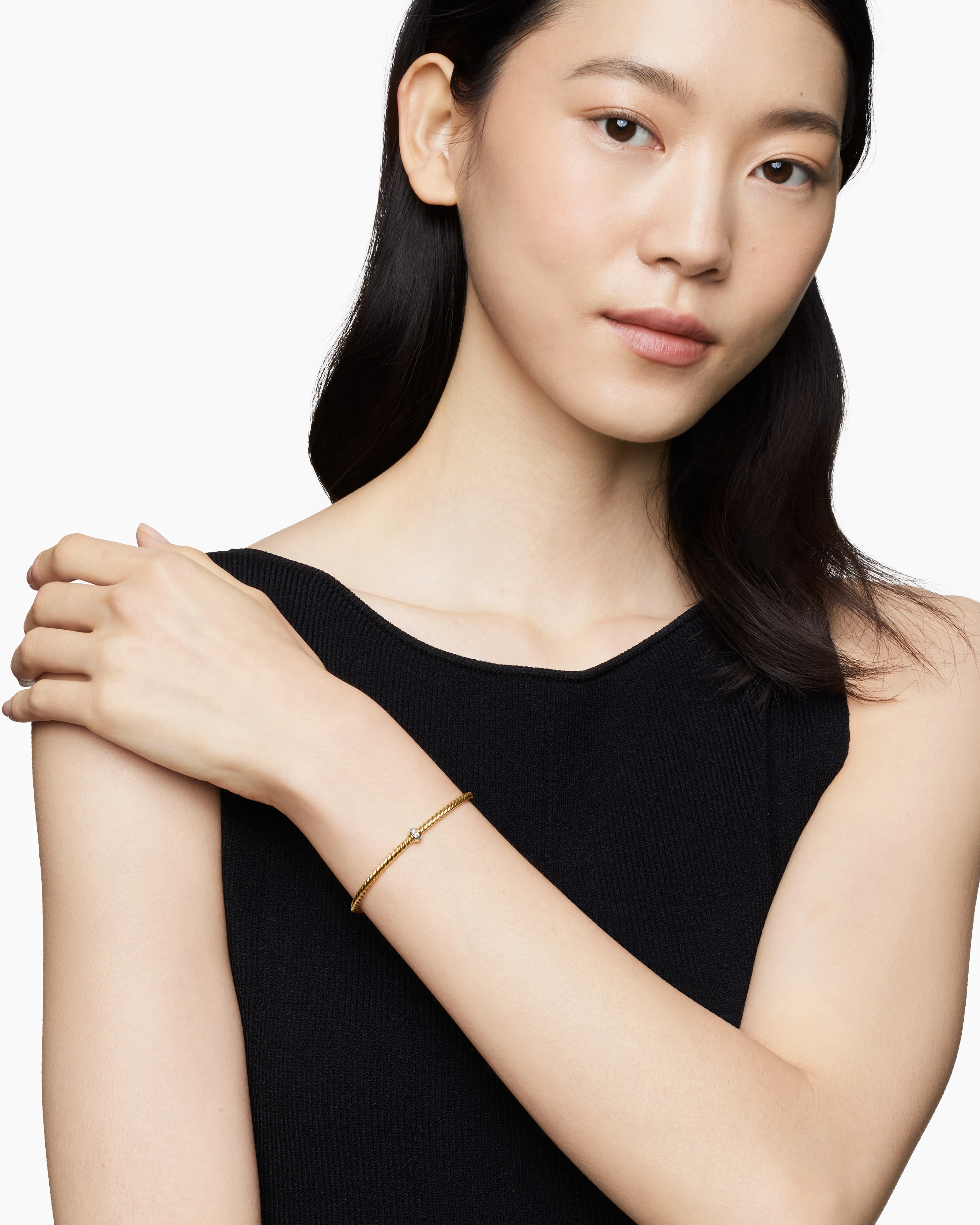 Classic Cablespira® Station Bracelet 18K Yellow Gold with Diamonds, 3mm