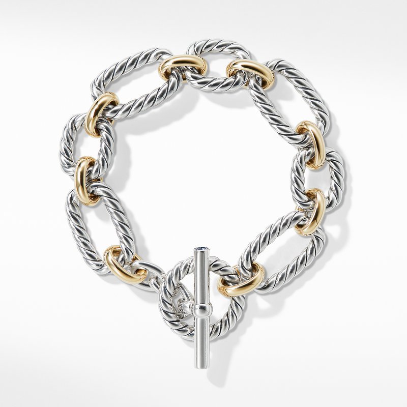 Cushion Link Bracelet with Blue Sapphires and 18K Gold