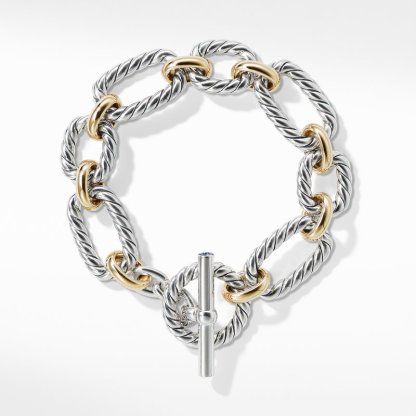 Cushion Link Bracelet with Blue Sapphires and 18K Gold