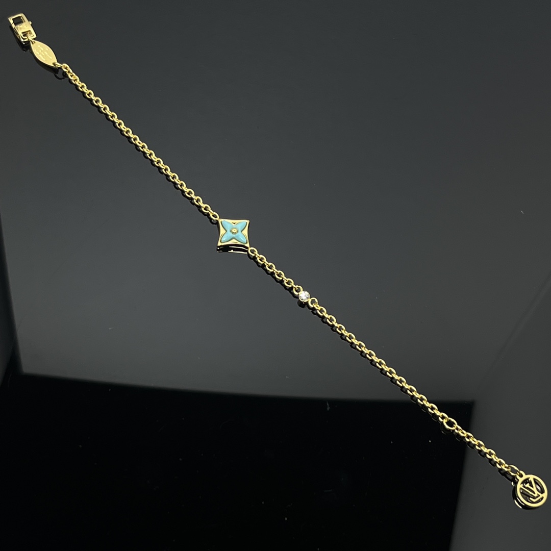 Color Blossom BB Star Bracelet, Yellow Gold, Amazonite and Diamond