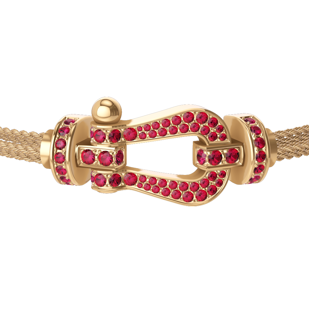 FORCE 10 BRACELET 18K YELLOW GOLD AND RUBIS LARGE MODEL