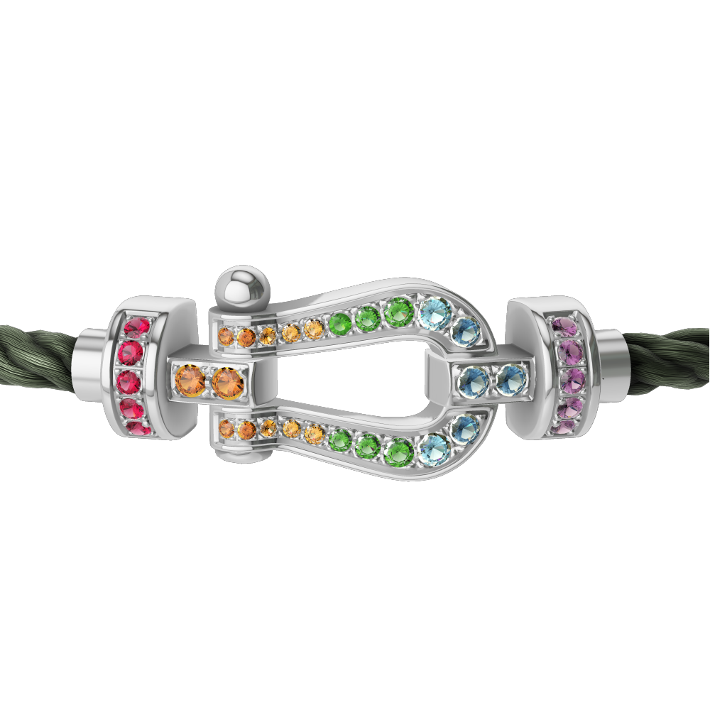 FORCE 10 BRACELET MEDIUM MODEL IN 18K WHITE GOLD AND COLOURED STONES