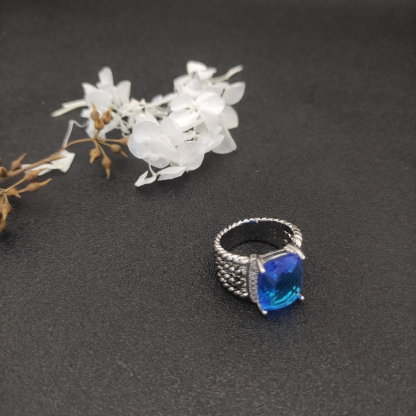 Petite Wheaton® Ring Sterling Silver with Hampton Blue Topaz and Diamonds