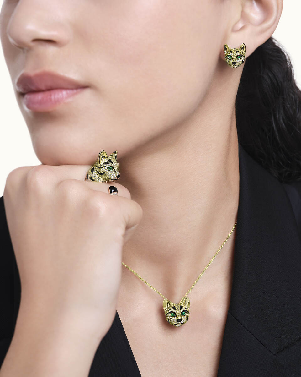 Fuzzy, the Leopard Cat stud earrings