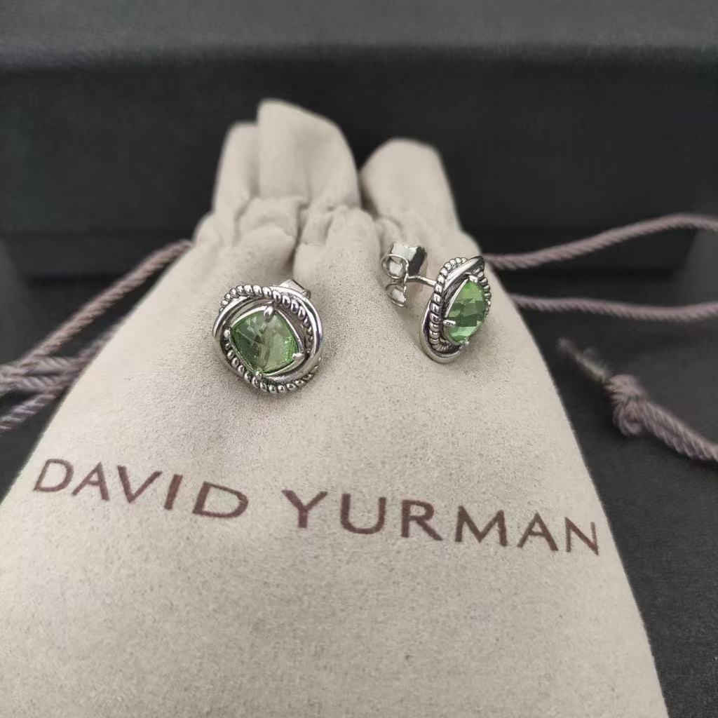 Infinity Stud Earrings Sterling Silver with Peridot, 13mm