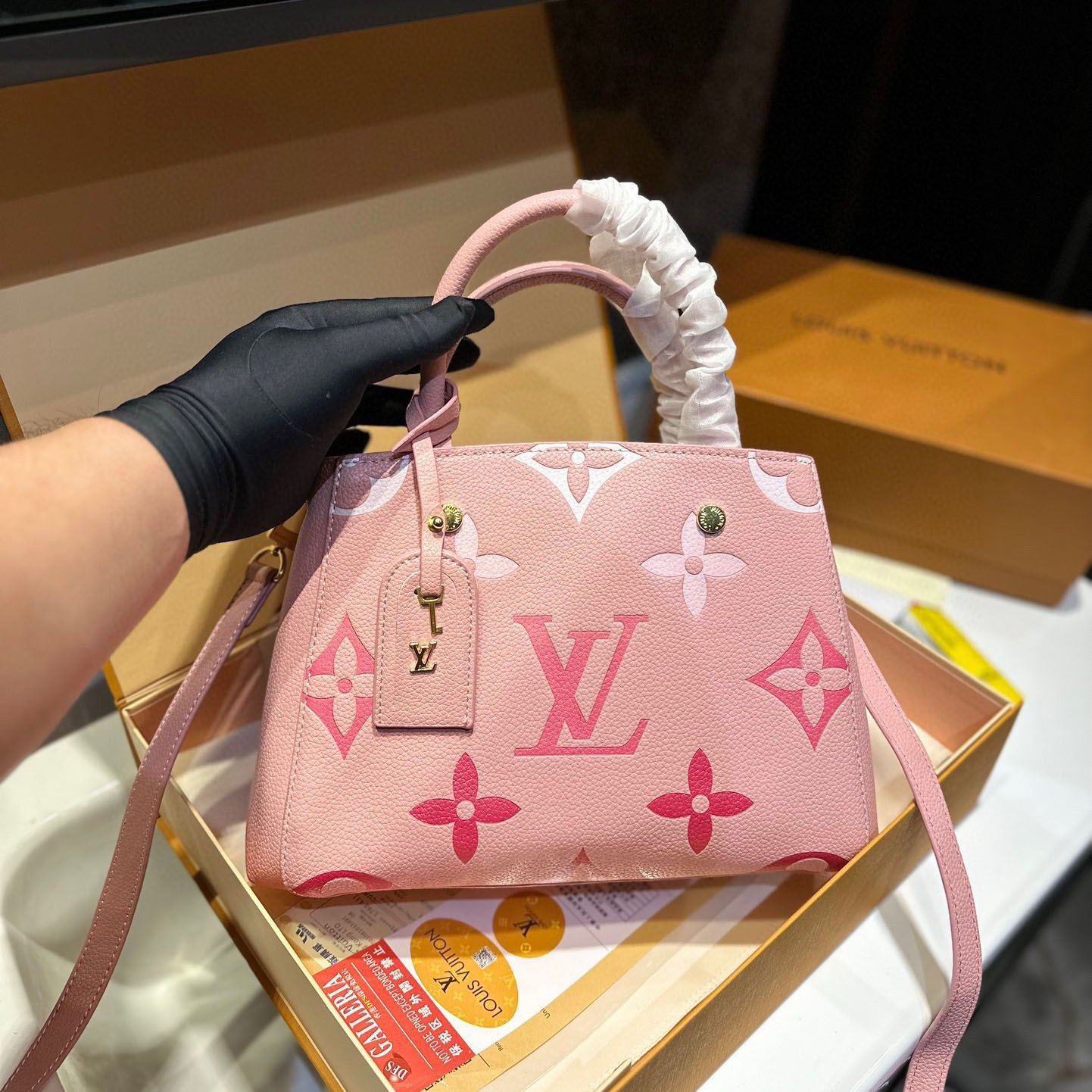 Bicolor Monogram Emplant Shoulder Bag