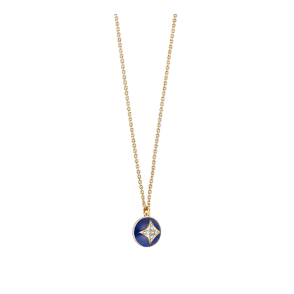 B Blossom Pendant, Yellow Gold, Lapis Lazuli and Diamonds