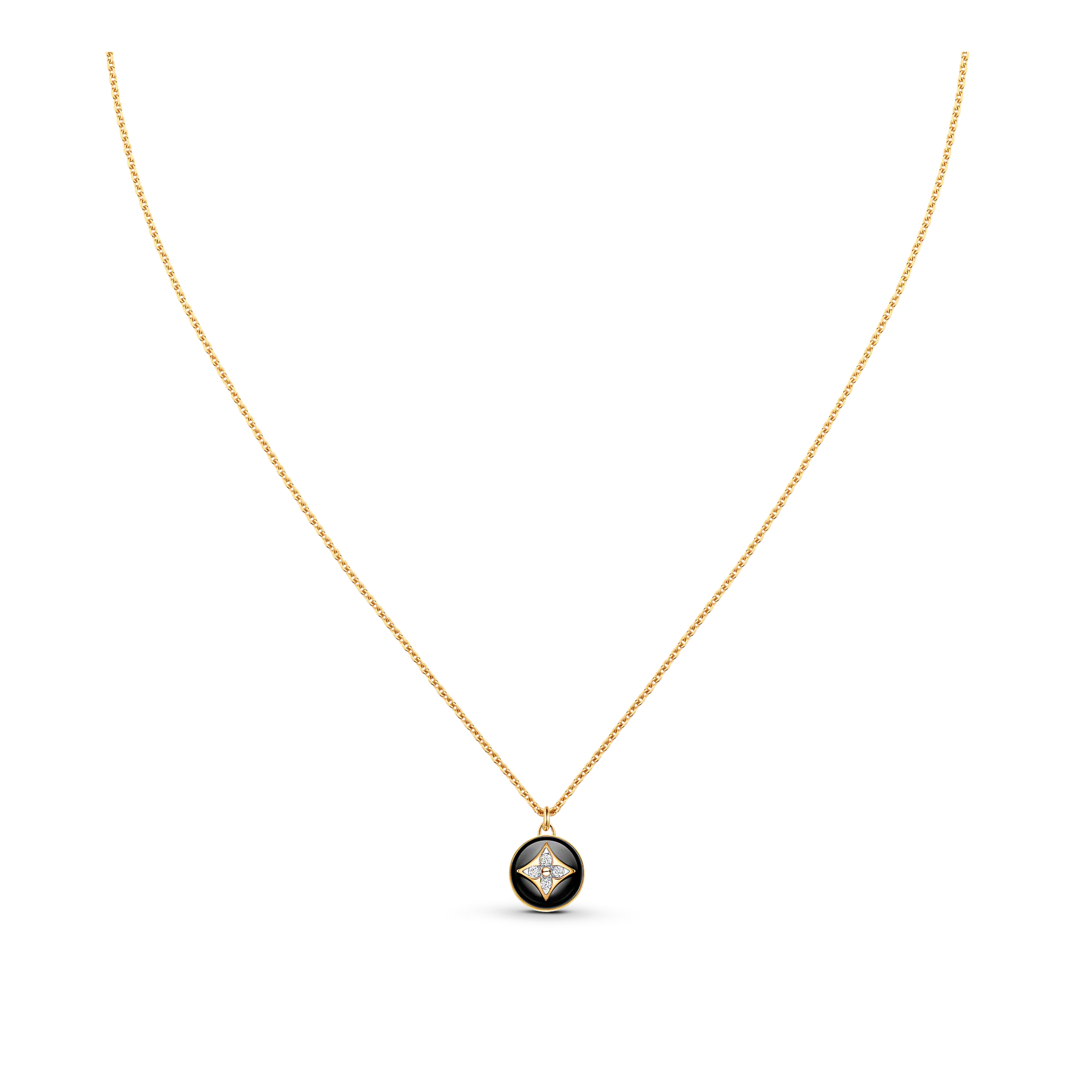 B Blossom Pendant, Yellow Gold, White Gold, Onyx And Diamonds