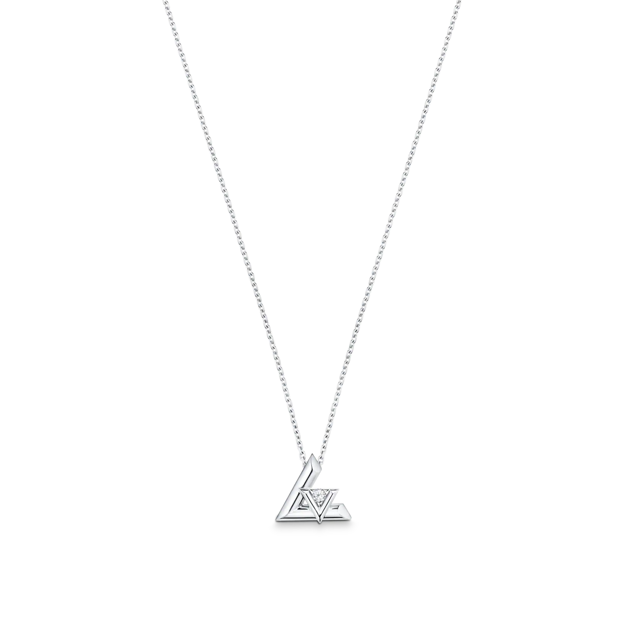 Volt One Small Pendant, White Gold And Diamond
