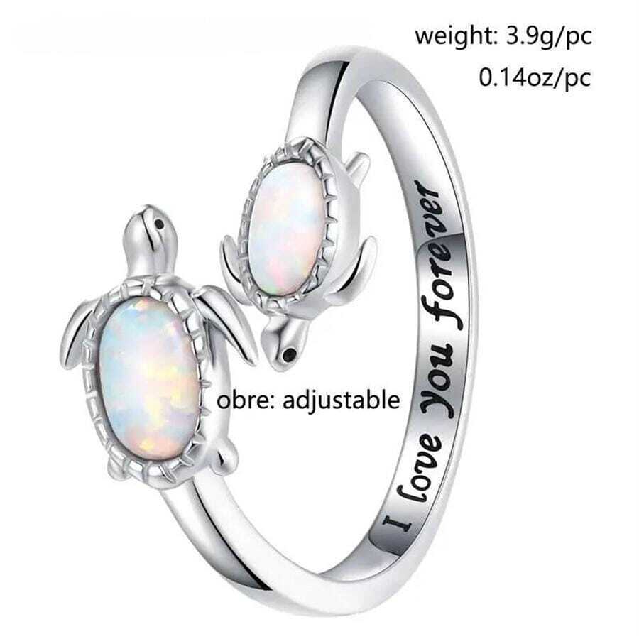 1pc Mother And Child Turtle Ring, Adjustable Sea Turtle Ring