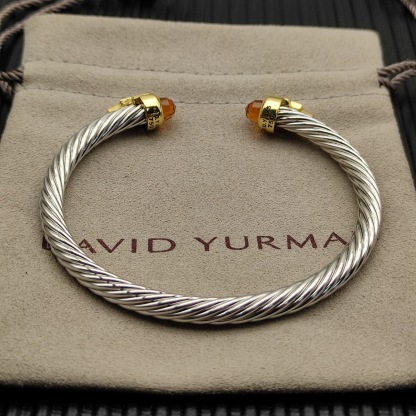 5mm Cable Bracelet with Champagne Topaz & Diamond Accents