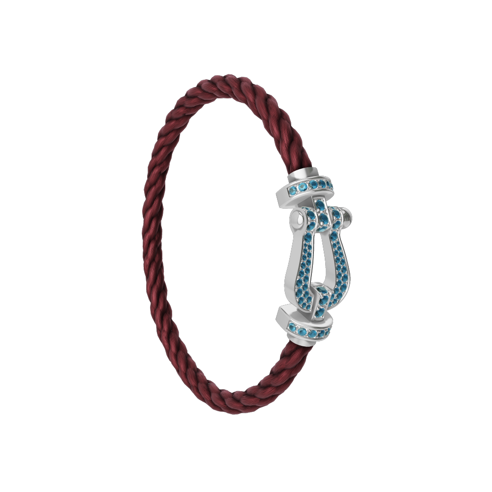 FORCE 10 BRACELET LARGE MODEL 18K WHITE GOLD BLUE TOPAZ PAVED
