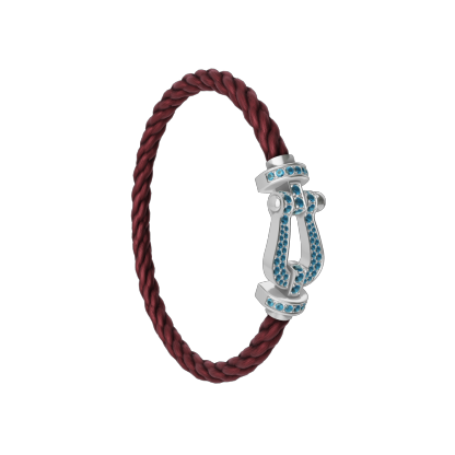 FORCE 10 BRACELET LARGE MODEL 18K WHITE GOLD BLUE TOPAZ PAVED