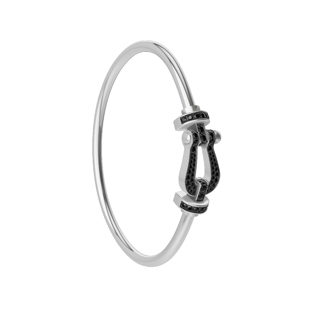 FORCE 10 BRACELET 18K WHITE GOLD AND BLACK DIAMONDS LARGE MODEL