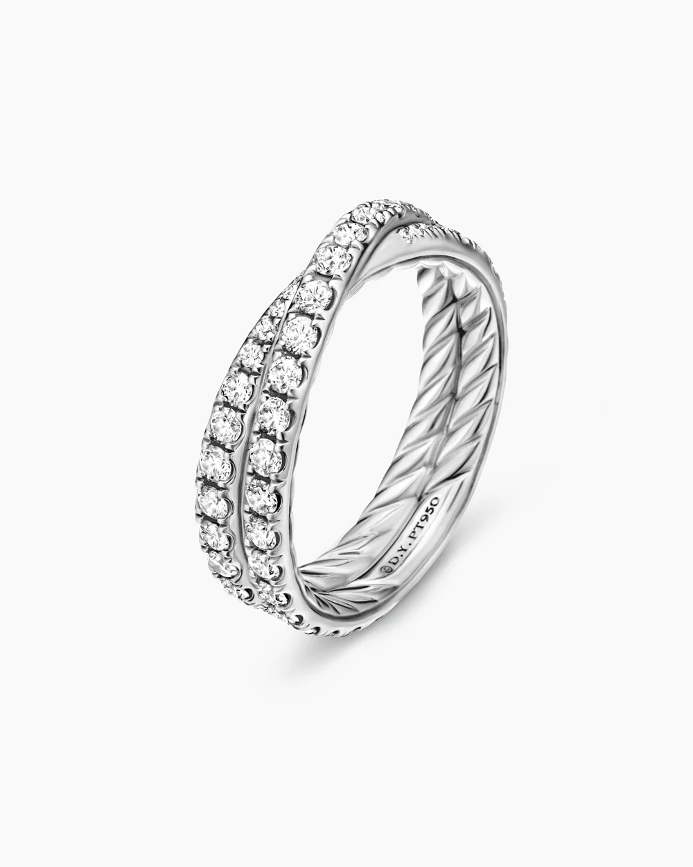 DY Crossover® Band Ring Platinum with Diamonds