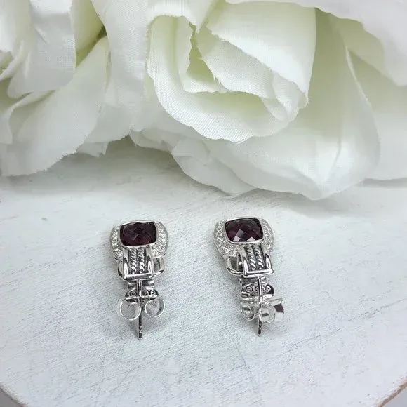 Albion® Drop Earrings Sterling Silver with Red Onyx and Diamonds