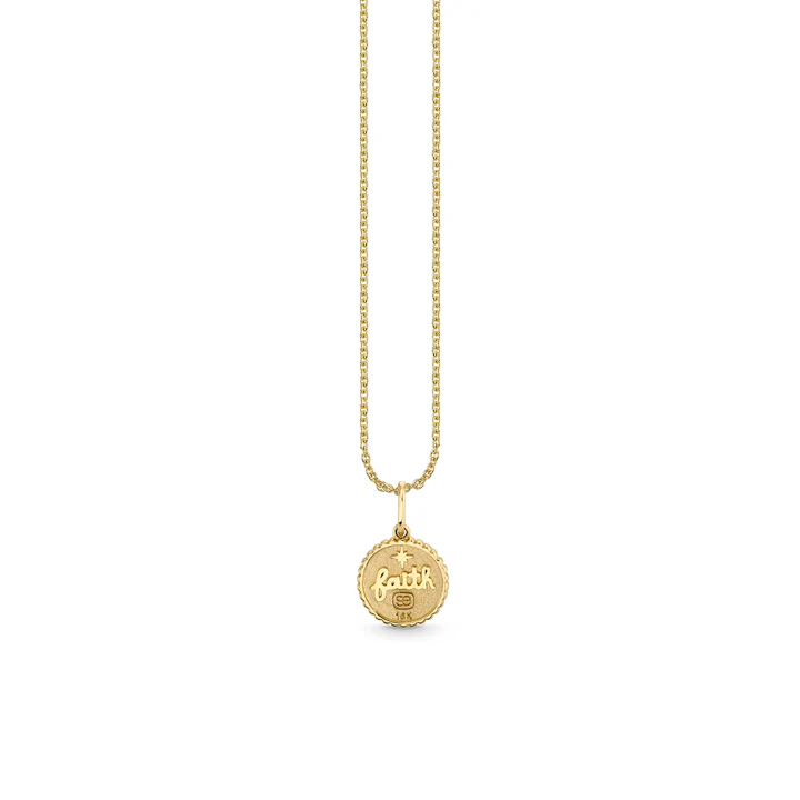 Gold & Diamond Tiny Cross Coin Charm