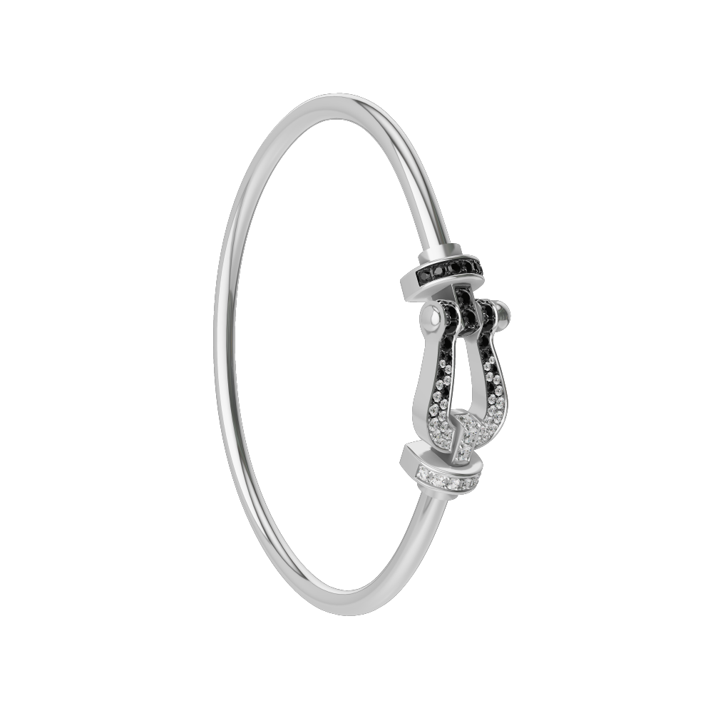 FORCE 10 BRACELET 18K WHITE GOLD AND BLACK AND WHITE DIAMONDS LARGE MODEL