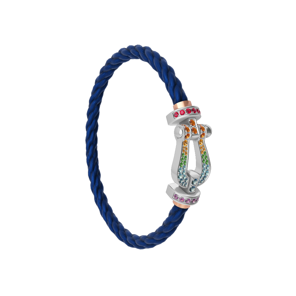 FORCE 10 BRACELET 18K WHITE GOLD AND COLORED STONES LARGE MODEL